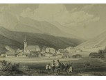 Antik osztrák Alpok acélmetszet HOFGASTEIN