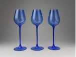 Régi pezsgős kék üvegpohár 3 db