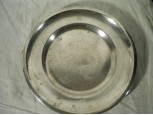 Nagyméretű régi alpakka monogrammos tányér