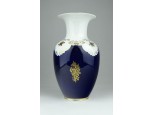 Aranyozott kobaltkék porcelán váza 18.5 cm