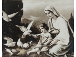 Régi Mária gyermekével fekete-fehér kép