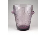 Régi csiszolt lila jégtartó üveg edény 14 cm