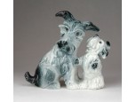 Régi porcelán foxi kutya pár