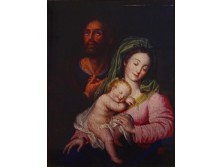 Mária a kis Jézussal a Szent család nagyméretű keretezett színes fotográfia 38.5 x 30 cm