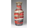 Mid-century csorgatott mázas német iparművészeti rerto kerámia váza 25 cm