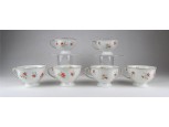 Régi virágmintás jelzett Bavaria porcelán teáscsésze 6 db