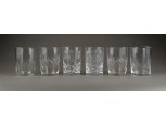 Régi vegyes csiszoltüveg vizes pohár készlet 6 darab