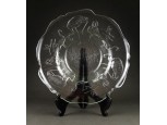 Nagyméretű jelzett flamingós francia üveg asztalközép kínáló tál 36 cm