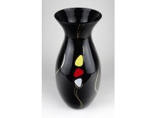 Nagyméretű mid century fekete üveg váza 31 cm