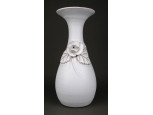 Retro rózsadíszes fehér kerámia váza 25 cm