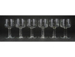 Régi art deco talpas csiszoltüveg likőrös pohár készlet 6 darab