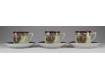 Régi lila porcelán kávéscsésze 3 darab