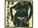 XX. századi művész : Erotikus jelzett fametszet Ex libris