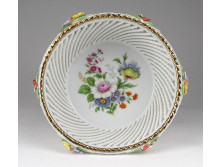 Jelzett fonott porcelán virágkosár 6.5 x 14 cm