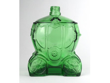 Régi hintó alakú zöld üveg 16 cm