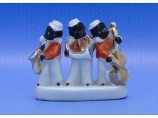 Régi háromalakos zenész porcelán miniatúra