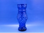 Kék színezett csiszolt üveg váza