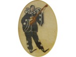Antik mandolinozó Pierrot tűgoblein