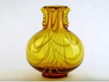 Fújtüveg BOHEMIA művészi üveg váza 25 cm