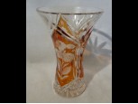 Régi borostyán színű csiszolt üveg váza
