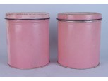 Régi rózsaszín fém fűszertartó tégely pár