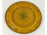Égetett díszítéses festett fa tányér 24 cm