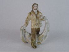 Hibátlan porcelán halász figura 22 cm