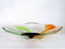 Fújtüveg BOHEMIA művészi üveg tál 32 cm