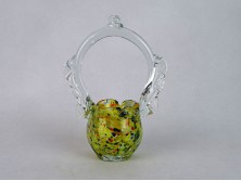 Régi muránói jellegű üveg kosár 18.5 cm