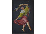 Spanyol cigány lány selyemkép 46.5 x 33 cm