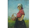 Ismeretlen festő : Parasztlány tyúkkal