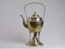 Régi ezüstözött réz spiritusz égős teafőző