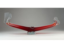 Régi művészi üveg gondola alakú hamutál 32cm