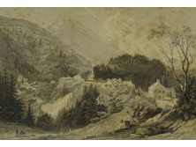 Antik osztrák acélmetszet WILDBAD GASTEIN
