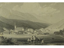 Antik osztrák Alpok acélmetszet HOFGASTEIN