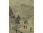 Antik osztrák Alpok acélmetszet VILLA SR.