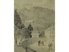 Antik osztrák Alpok acélmetszet VILLA SR.