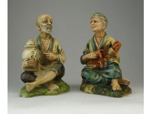 Jelzett Japán grés kerámia figura pár