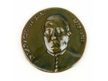 Dr. Karácsonyi János mázas kerámia plakett