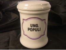 Régi porcelán patika tégely Ung. Populi