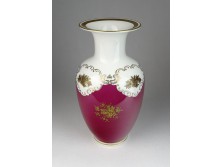 Régi jelzett bordó fehér porcelán váza 23 cm