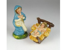 Régi papírmasé Mária és gyermeke figura pár