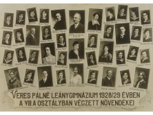 Régi iskolai fotográfia tablókép 1929