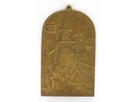 Jelzett képcsarnokos bronz HOLLÓKŐ relief
