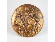 Kocsmazenészek bronzírozott falidísz relief