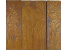 Retro fali bőrdíszmű triptichon 62 x 68 cm