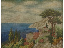 Régi gobelin tengerparti tájkép falikép