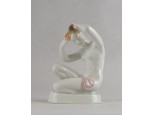Régi Aquincum porcelán térdelő női akt