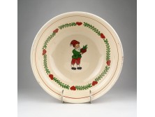 Törpés szivecskés mázas kerámia tál 24 cm