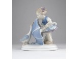Underglaze porcelán Libás kislány esernyővel